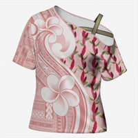 Samoa Teuila Cross Shoulder Shirt Pink Samoan Siapo Motifs LT05 Female Pink - Polynesian Pride