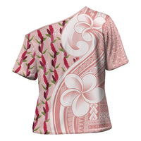 Samoa Teuila Cross Shoulder Shirt Pink Samoan Siapo Motifs LT05 - Polynesian Pride