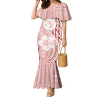 Samoa Teuila Family Matching Mermaid Dress and Hawaiian Shirt Pink Samoan Siapo Motifs LT05 Mom's Dress Pink - Polynesian Pride