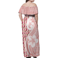 Samoa Teuila Family Matching Off Shoulder Maxi Dress and Hawaiian Shirt Pink Samoan Siapo Motifs LT05 - Polynesian Pride