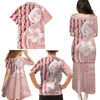 Samoa Teuila Family Matching Puletasi and Hawaiian Shirt Pink Samoan Siapo Motifs LT05 - Polynesian Pride
