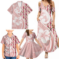Samoa Teuila Family Matching Summer Maxi Dress and Hawaiian Shirt Pink Samoan Siapo Motifs LT05 - Polynesian Pride