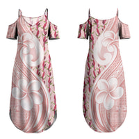 Samoa Teuila Family Matching Summer Maxi Dress and Hawaiian Shirt Pink Samoan Siapo Motifs LT05 Mom's Dress Pink - Polynesian Pride