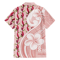 Samoa Teuila Family Matching Summer Maxi Dress and Hawaiian Shirt Pink Samoan Siapo Motifs LT05 Dad's Shirt - Long Sleeve Pink - Polynesian Pride