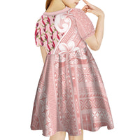 Samoa Teuila Kid Short Sleeve Dress Pink Samoan Siapo Motifs LT05 - Polynesian Pride