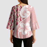 Samoa Teuila Kimono Sleeve Blouse Pink Samoan Siapo Motifs LT05 - Polynesian Pride