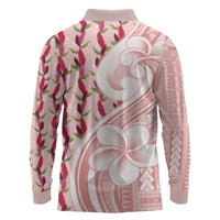 Samoa Teuila Long Sleeve Polo Shirt Pink Samoan Siapo Motifs LT05 - Polynesian Pride