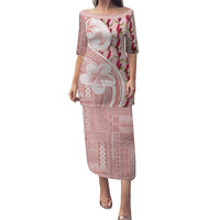 Samoa Teuila Puletasi Pink Samoan Siapo Motifs LT05 Long Dress Pink - Polynesian Pride