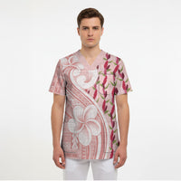 Samoa Teuila Scrub Top Pink Samoan Siapo Motifs LT05 - Polynesian Pride