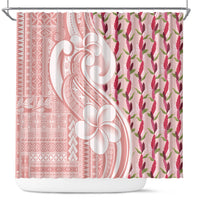 Samoa Teuila Shower Curtain Pink Samoan Siapo Motifs LT05 Pink - Polynesian Pride