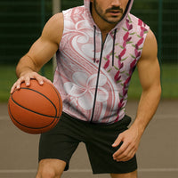 Samoa Teuila Sleeveless Zip Hoodie Pink Samoan Siapo Motifs LT05 - Polynesian Pride