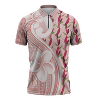 Samoa Teuila Zipper Polo Shirt Pink Samoan Siapo Motifs LT05 Pink - Polynesian Pride
