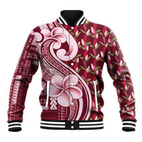 Samoa Teuila Baseball Jacket Maroon Samoan Siapo Motifs LT05 Unisex Maroon - Polynesian Pride