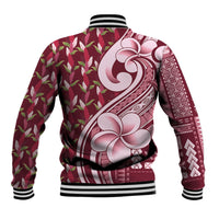 Samoa Teuila Baseball Jacket Maroon Samoan Siapo Motifs LT05 - Polynesian Pride