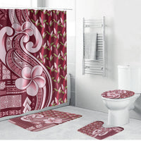 Samoa Teuila Bathroom Set Maroon Samoan Siapo Motifs LT05 Bathroom Set (4 pcs) Maroon - Polynesian Pride