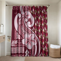 Samoa Teuila Bathroom Set Maroon Samoan Siapo Motifs LT05 Shower Curtain Only Maroon - Polynesian Pride