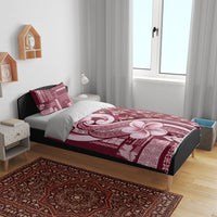 Samoa Teuila Bedding Set Maroon Samoan Siapo Motifs LT05 - Polynesian Pride