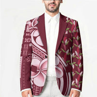 Samoa Teuila Blazer Maroon Samoan Siapo Motifs LT05 - Polynesian Pride