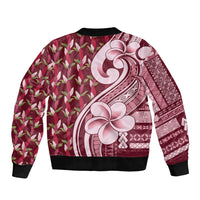 Samoa Teuila Bomber Jacket Maroon Samoan Siapo Motifs LT05 - Polynesian Pride