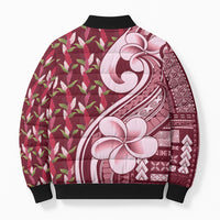 Samoa Teuila Bomber Puffer Jacket Maroon Samoan Siapo Motifs LT05 - Polynesian Pride