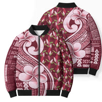 Samoa Teuila Bomber Puffer Jacket Maroon Samoan Siapo Motifs LT05 - Polynesian Pride