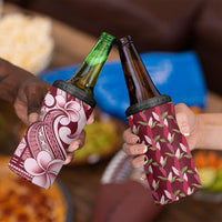 Samoa Teuila 4 in 1 Can Cooler Tumbler Maroon Samoan Siapo Motifs LT05 - Polynesian Pride