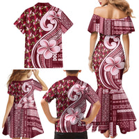 Samoa Teuila Family Matching Mermaid Dress and Hawaiian Shirt Maroon Samoan Siapo Motifs LT05 - Polynesian Pride