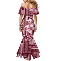 Samoa Teuila Family Matching Mermaid Dress and Hawaiian Shirt Maroon Samoan Siapo Motifs LT05 - Polynesian Pride