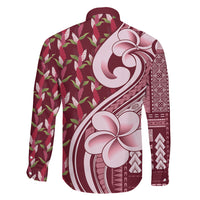 Samoa Teuila Family Matching Off Shoulder Short Dress and Hawaiian Shirt Maroon Samoan Siapo Motifs LT05 - Polynesian Pride