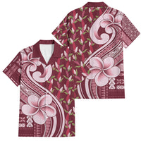 Samoa Teuila Family Matching Puletasi and Hawaiian Shirt Maroon Samoan Siapo Motifs LT05 Dad's Shirt - Short Sleeve Maroon - Polynesian Pride