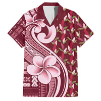 Samoa Teuila Family Matching Short Sleeve Bodycon Dress and Hawaiian Shirt Maroon Samoan Siapo Motifs LT05 Dad's Shirt - Short Sleeve Maroon - Polynesian Pride
