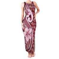 Samoa Teuila Family Matching Tank Maxi Dress and Hawaiian Shirt Maroon Samoan Siapo Motifs LT05 Mom's Dress Maroon - Polynesian Pride