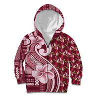 Samoa Teuila Kid Hoodie Maroon Samoan Siapo Motifs LT05 Zip Hoodie Maroon - Polynesian Pride