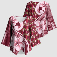 Samoa Teuila Kimono Sleeve Blouse Maroon Samoan Siapo Motifs LT05 - Polynesian Pride