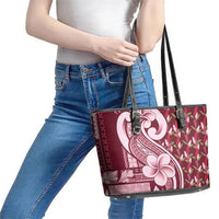 Samoa Teuila Leather Tote Bag Maroon Samoan Siapo Motifs LT05 - Polynesian Pride