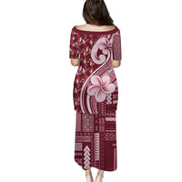 Samoa Teuila Puletasi Maroon Samoan Siapo Motifs LT05 - Polynesian Pride