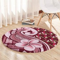 Samoa Teuila Round Carpet Maroon Samoan Siapo Motifs LT05 - Polynesian Pride