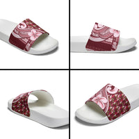 Samoa Teuila Slide Sandals Maroon Samoan Siapo Motifs LT05 - Polynesian Pride