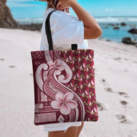 Samoa Teuila Tote Bag Maroon Samoan Siapo Motifs LT05 - Polynesian Pride