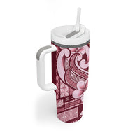 Samoa Teuila Tumbler With Handle Maroon Samoan Siapo Motifs LT05 - Polynesian Pride