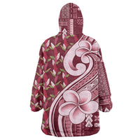 Samoa Teuila Wearable Blanket Hoodie Maroon Samoan Siapo Motifs LT05 - Polynesian Pride