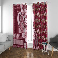 Samoa Teuila Window Curtain Maroon Samoan Siapo Motifs LT05 With Grommets Maroon - Polynesian Pride