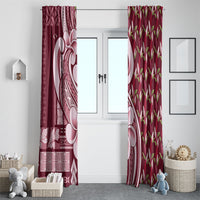 Samoa Teuila Window Curtain Maroon Samoan Siapo Motifs LT05 - Polynesian Pride