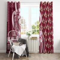 Samoa Teuila Window Curtain Maroon Samoan Siapo Motifs LT05 - Polynesian Pride