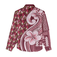 Samoa Teuila Women Casual Shirt Maroon Samoan Siapo Motifs LT05 - Polynesian Pride