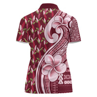 Samoa Teuila Women Polo Shirt Maroon Samoan Siapo Motifs LT05 - Polynesian Pride