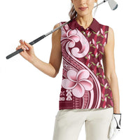 Samoa Teuila Women Sleeveless Polo Shirt Maroon Samoan Siapo Motifs LT05 - Polynesian Pride