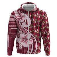 Samoa Teuila Zip Hoodie Maroon Samoan Siapo Motifs LT05 Zip Hoodie Maroon - Polynesian Pride