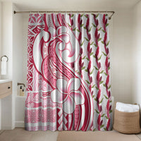 Samoa Teuila Bathroom Set White Samoan Siapo Motifs LT05 Shower Curtain Only White - Polynesian Pride