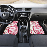 Samoa Teuila Car Mats White Samoan Siapo Motifs LT05 Set 2pcs - Front White - Polynesian Pride
